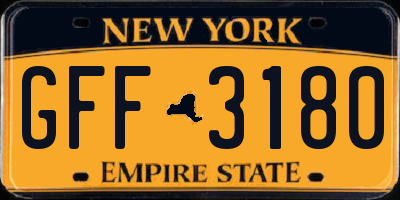 NY license plate GFF3180