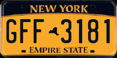 NY license plate GFF3181