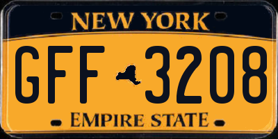 NY license plate GFF3208