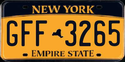 NY license plate GFF3265