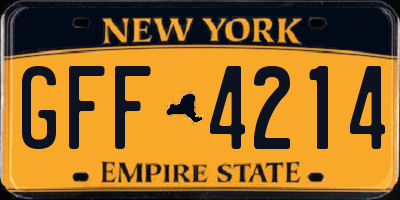 NY license plate GFF4214