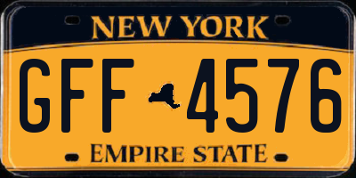 NY license plate GFF4576