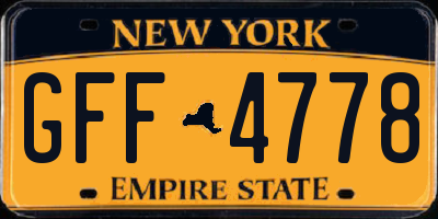 NY license plate GFF4778