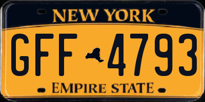NY license plate GFF4793