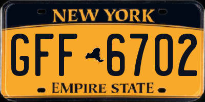 NY license plate GFF6702