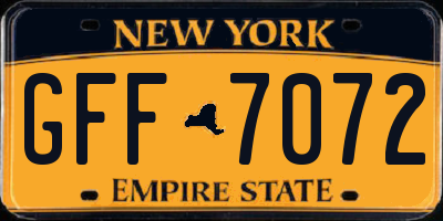 NY license plate GFF7072