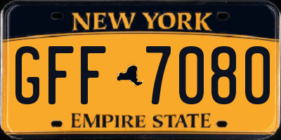 NY license plate GFF7080