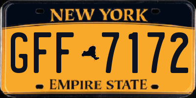 NY license plate GFF7172