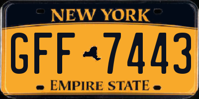 NY license plate GFF7443