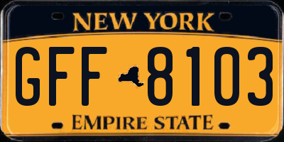 NY license plate GFF8103