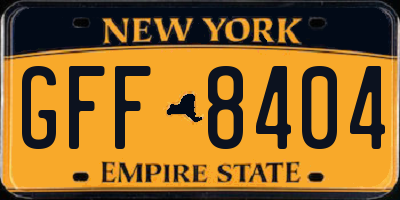 NY license plate GFF8404