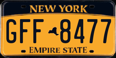 NY license plate GFF8477
