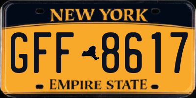 NY license plate GFF8617