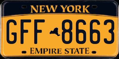 NY license plate GFF8663