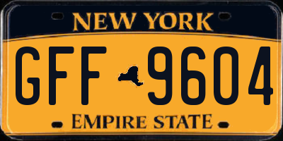 NY license plate GFF9604