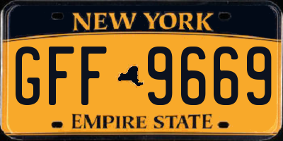NY license plate GFF9669