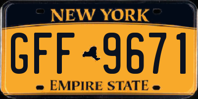 NY license plate GFF9671