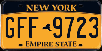 NY license plate GFF9723