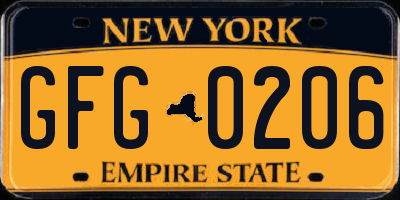 NY license plate GFG0206