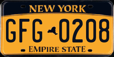 NY license plate GFG0208