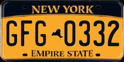 NY license plate GFG0332