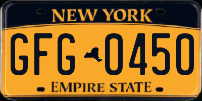NY license plate GFG0450