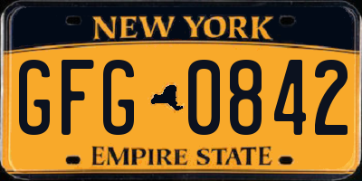 NY license plate GFG0842