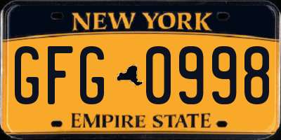 NY license plate GFG0998