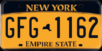NY license plate GFG1162