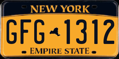 NY license plate GFG1312