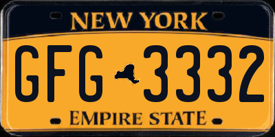 NY license plate GFG3332