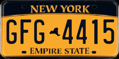 NY license plate GFG4415