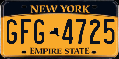 NY license plate GFG4725
