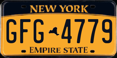 NY license plate GFG4779