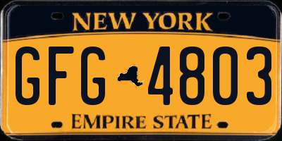 NY license plate GFG4803