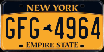 NY license plate GFG4964