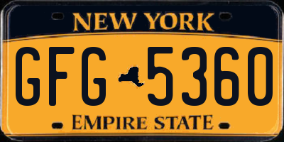 NY license plate GFG5360