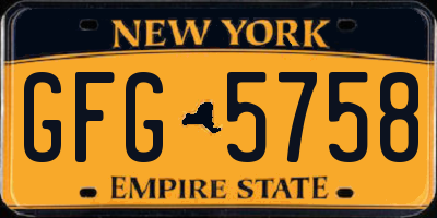 NY license plate GFG5758