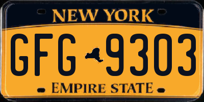 NY license plate GFG9303