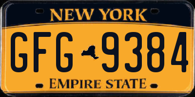 NY license plate GFG9384