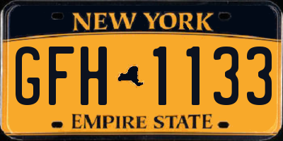 NY license plate GFH1133