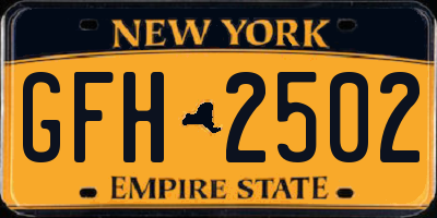 NY license plate GFH2502
