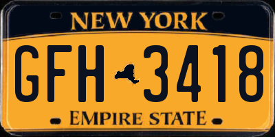 NY license plate GFH3418