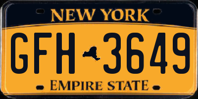 NY license plate GFH3649