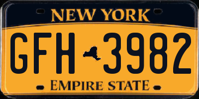 NY license plate GFH3982
