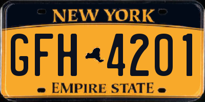 NY license plate GFH4201