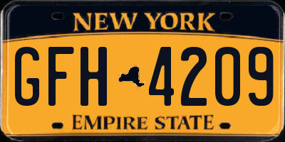NY license plate GFH4209