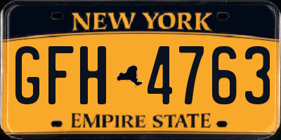 NY license plate GFH4763