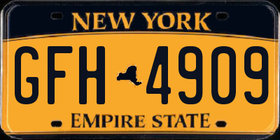 NY license plate GFH4909