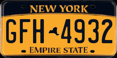 NY license plate GFH4932